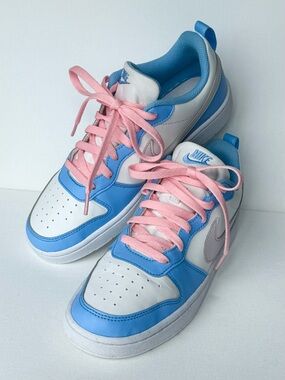 Nike Court Borough Low Recraft GS W8.5 Sky Blue Grey White Light Pink Sneakers